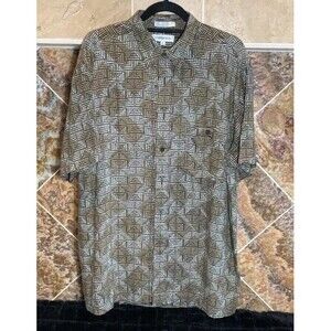 Ron Chereskin Vintage 80s 90s Geometric Rayon Camp Shirt Mens XL Made Korea